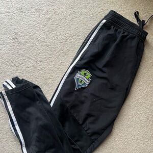adidas Black Seahawks Joggers with White Stripes